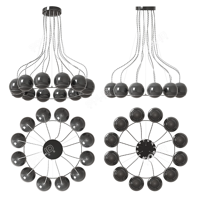 Orbit 12 Chandelier - Elegant Lighting for Any Space 3D model image 3