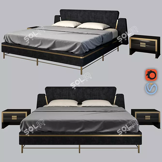 Elegant Velvet Cyprus Bed 3D model image 1
