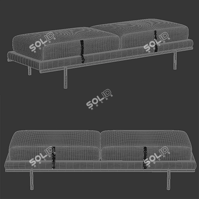 Flou Bench Bond - Stylish and Sturdy Seating Solution 3D model image 3