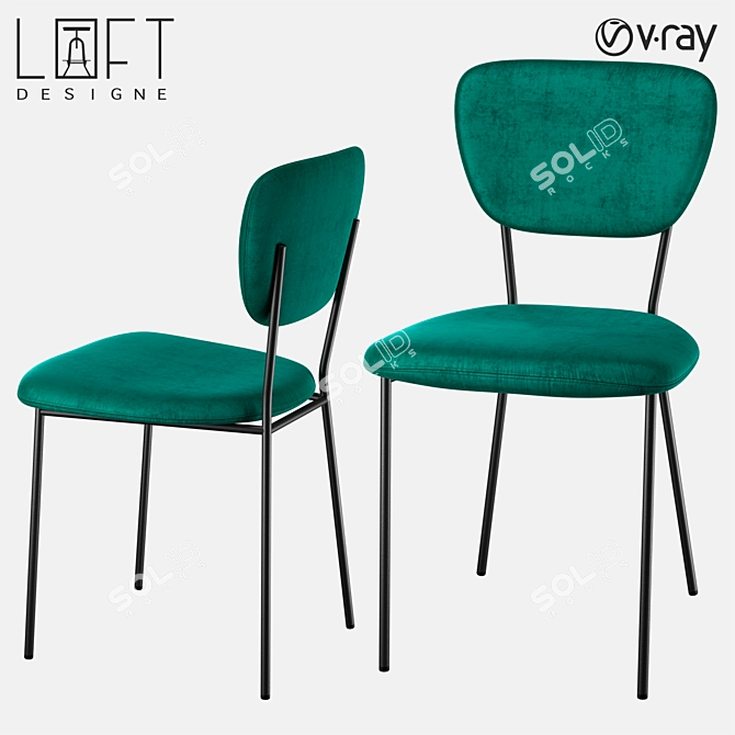 Metal and Fabric Chair: LoftDesigne 1482 Model 3D model image 1