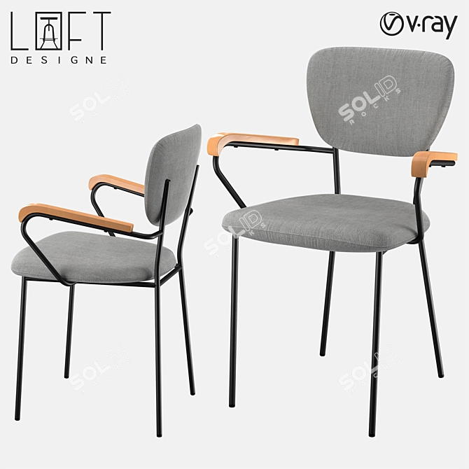 Modern Metal and Fabric Chair: LoftDesigne 1483 3D model image 1