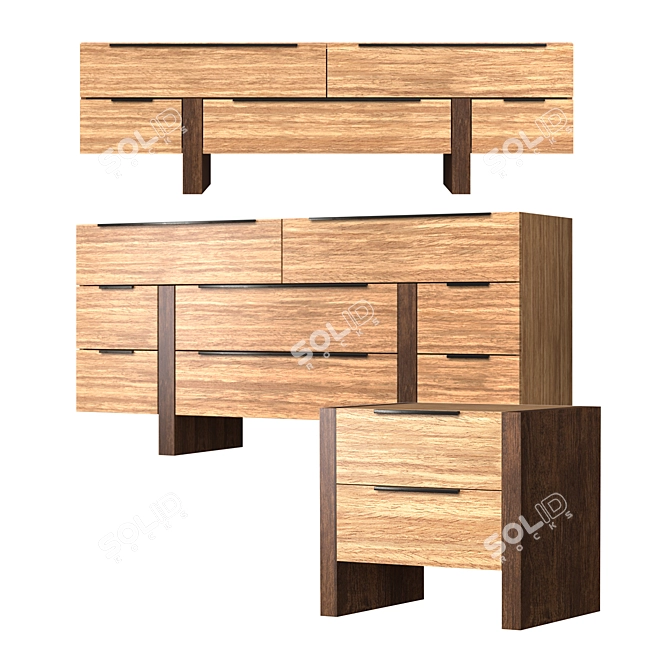 Modern Otto Nightstand with 2 Drawers 3D model image 1