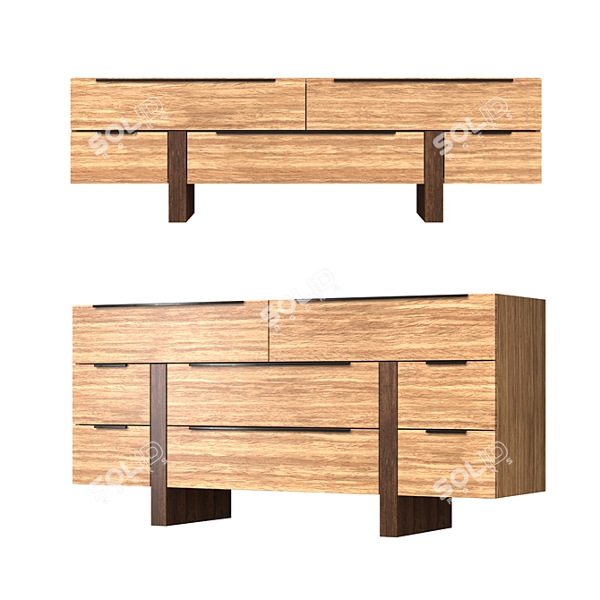 Modern Otto Nightstand with 2 Drawers 3D model image 2