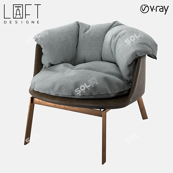 Modern Metal and Leather Chair | LoftDesigne 2112 3D model image 1