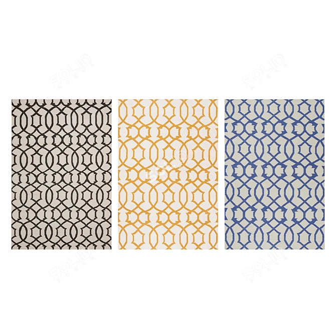 Luxury Set of 3 High-Quality Carpets 3D model image 3