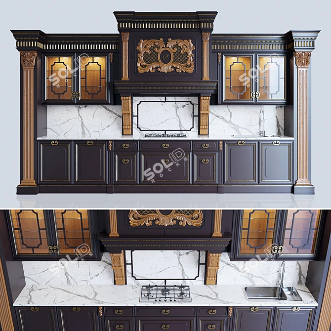 Elegant Art-Deco Kitchen: PRESTIGE Regina 3D model image 1