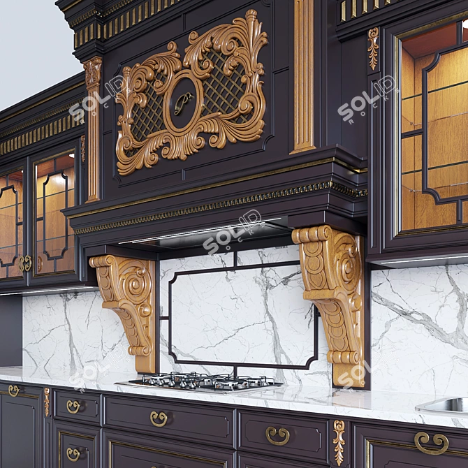 Elegant Art-Deco Kitchen: PRESTIGE Regina 3D model image 2