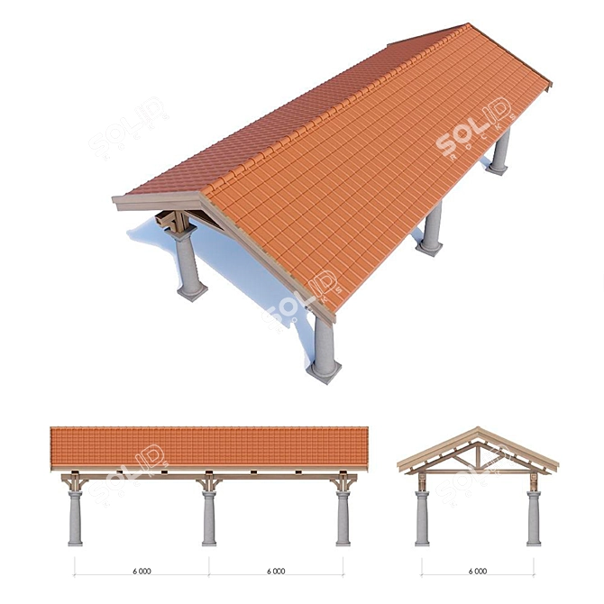 Elegant Hellenistic Carport 3D model image 2