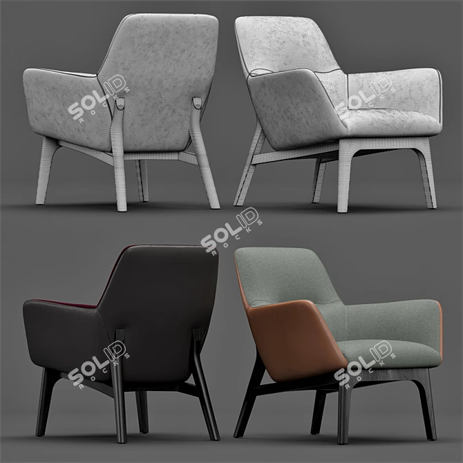 Sleek Armchair: Qing Fixed 3D model image 3