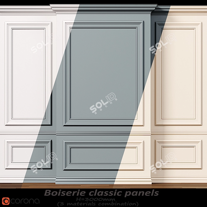 Classic Wall Molding Panels 3D model image 1