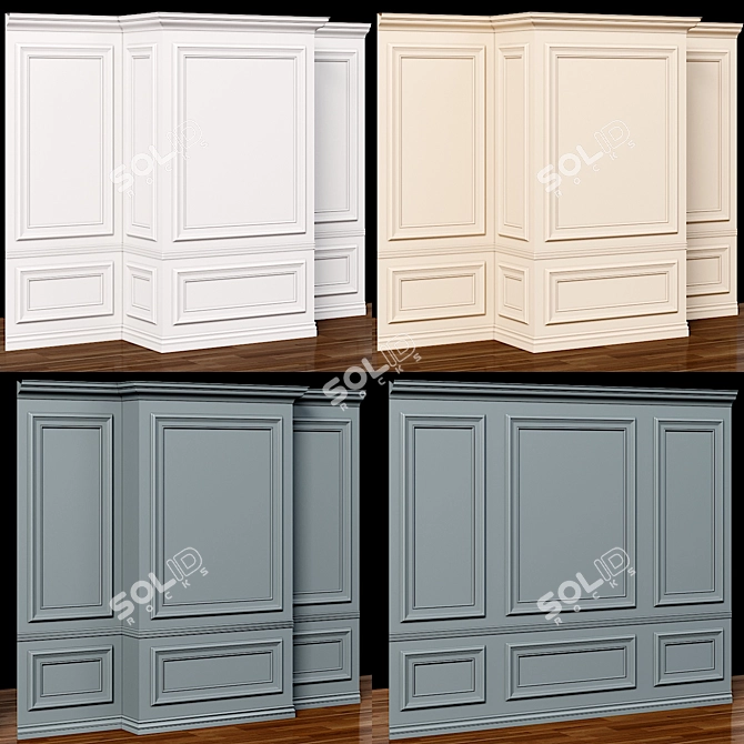 Classic Wall Molding Panels 3D model image 2