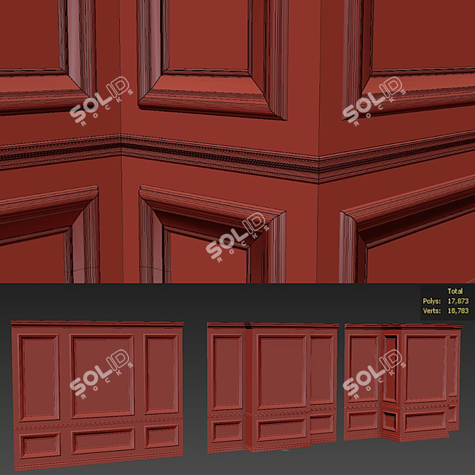 Classic Wall Molding Panels 3D model image 3