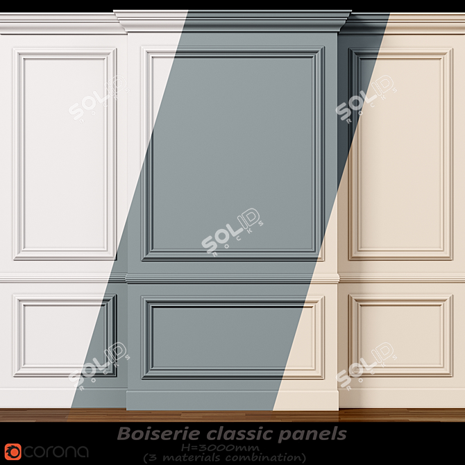 Classic Wall Molding Panels 3D model image 1