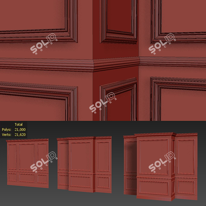 Classic Wall Molding Panels 3D model image 3