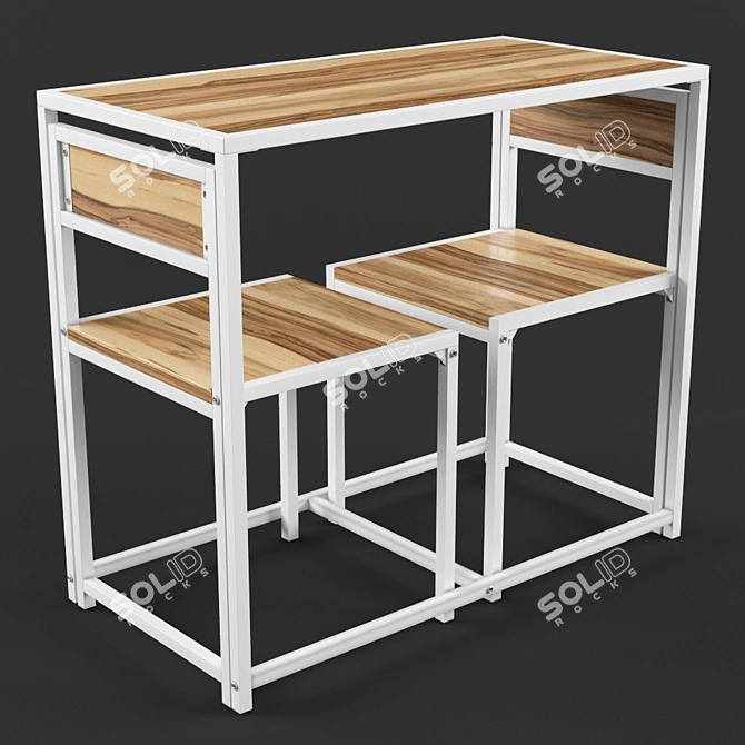 Bertille Table & Chairs Set 3D model image 1