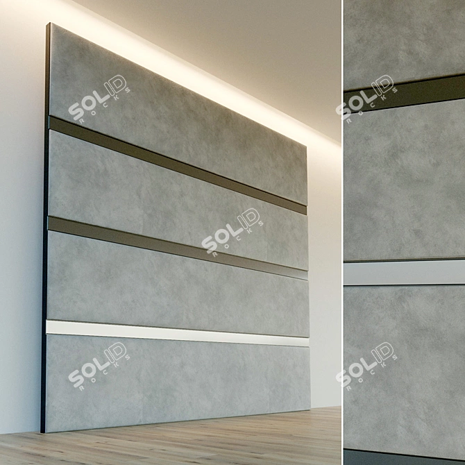 Elegant Soft Wall with Customizable Metal Moldings 3D model image 1