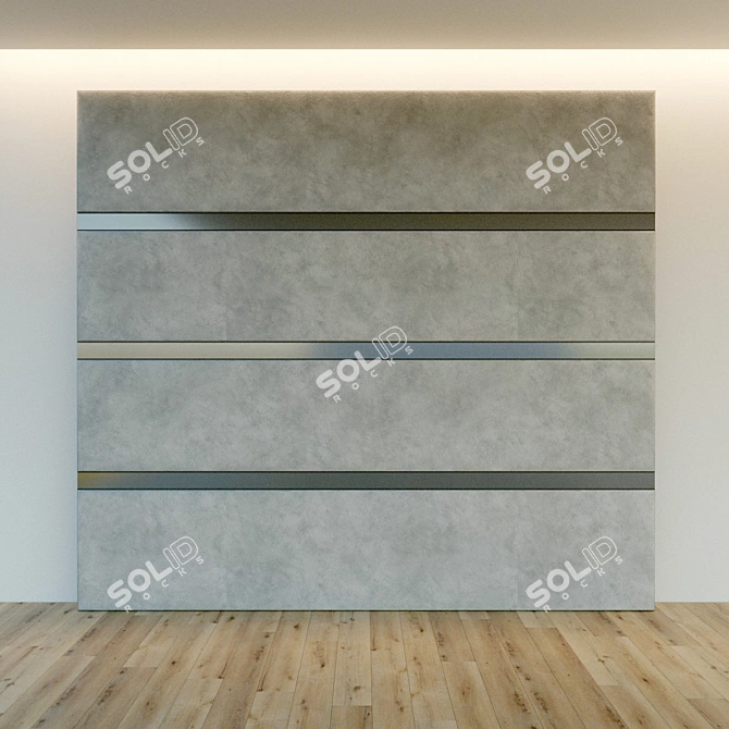 Elegant Soft Wall with Customizable Metal Moldings 3D model image 2