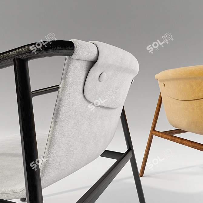 Bernhardt Oslo Lounge Chair: American Walnut & Upholstery 3D model image 2