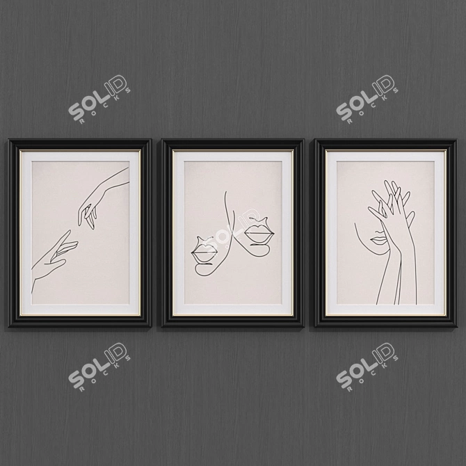 Contemporary Line Art Collection 3D model image 1