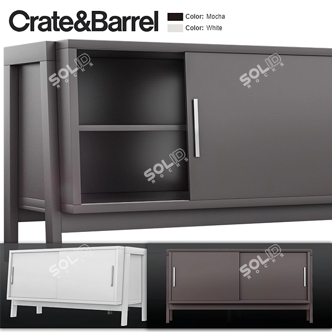 Sawyer Low Media Stand in Mocha and White 3D model image 2