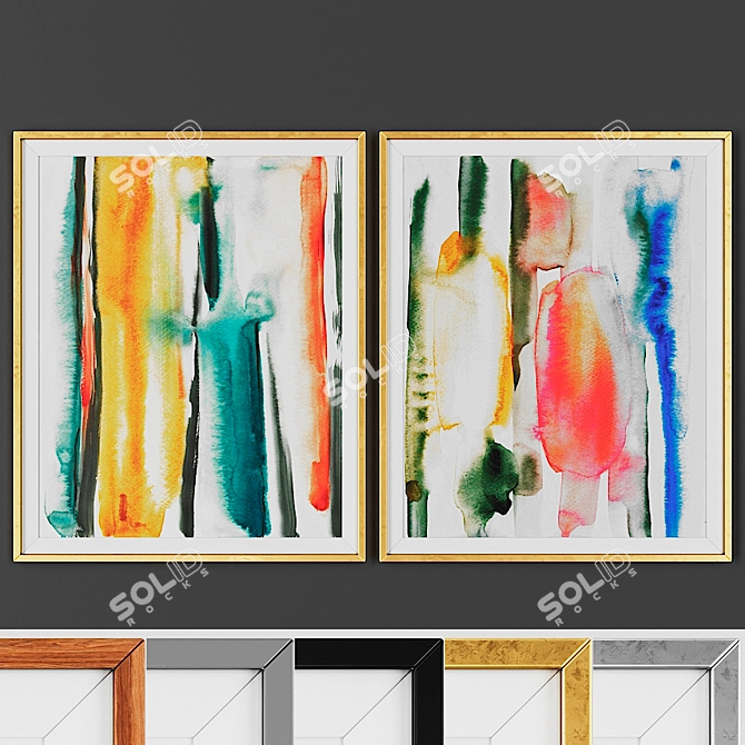 Title: Modern 2-Piece Picture Frame Set 3D model image 1