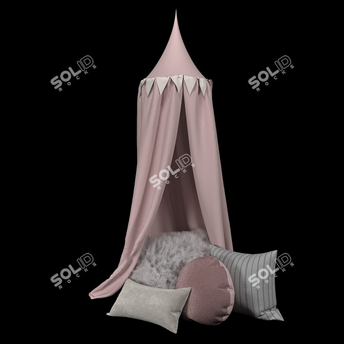 Cozy Canopy: Ultimate Comfort with Pillows 3D model image 1