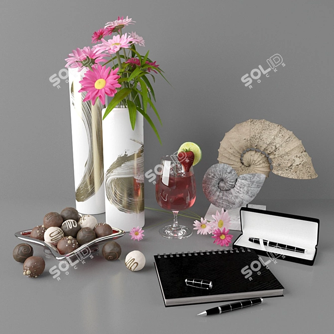 Glamorous Cocktail Decor Set 3D model image 1