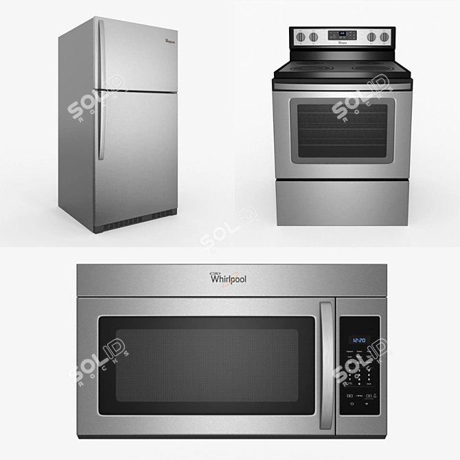 Whirlpool Kitchen Appliance Set 3D model image 2