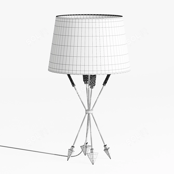 Vintage Brass Arrow Table Lamp 3D model image 3