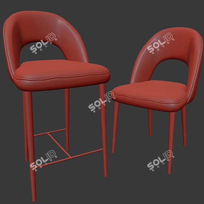 Sleek Bar & Dining Chair 3D model image 3
