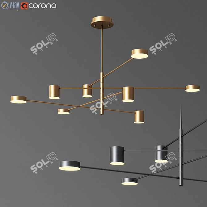 Sunshine LED Ceiling Chandelier: Minimalist Elegance 3D model image 1