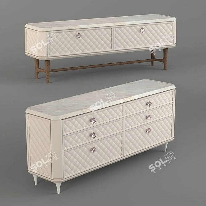 Italian Sideboards with Crystal Leg Accents 3D model image 1