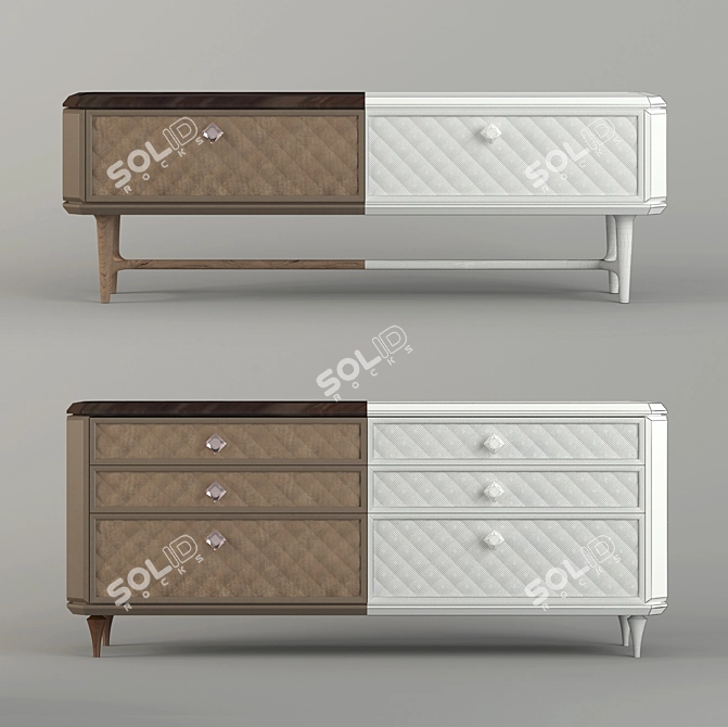 Italian Sideboards with Crystal Leg Accents 3D model image 3