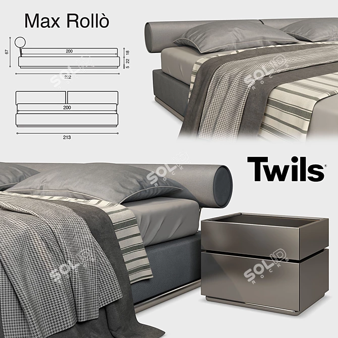 Twils Max Rollò: Sleek and Stylish Bed 3D model image 2