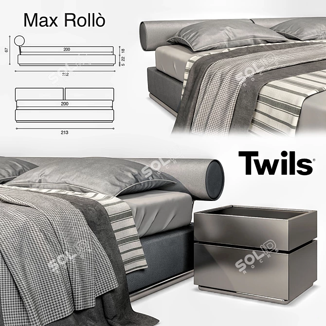 Twils Max Rollò: Sleek and Stylish Bed 3D model image 5