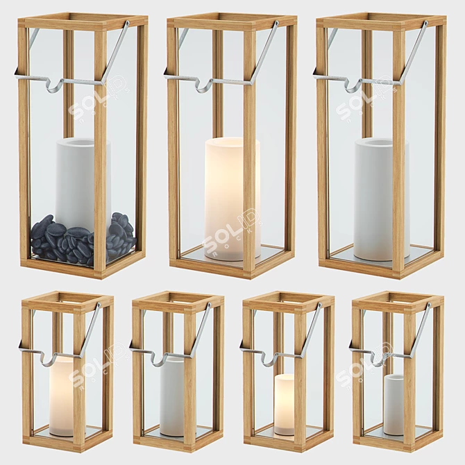 Elegant Crosby Lanterns with Pillar Candles 3D model image 2