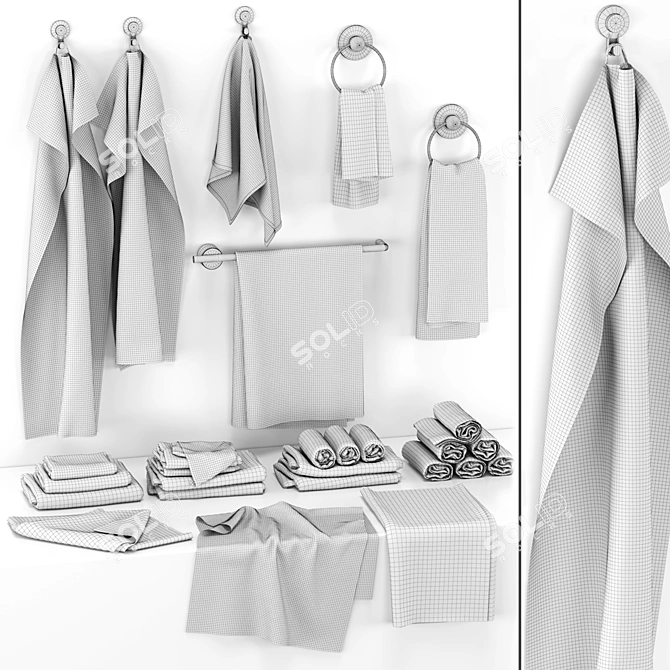 Gray Towel Set: Luxurious and Stylish 3D model image 2