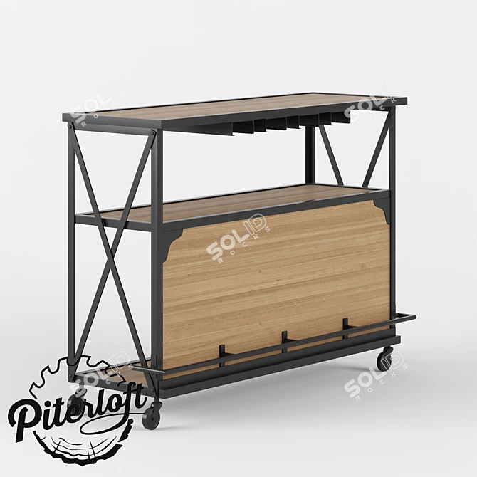 Industrial Bar Table: Handcrafted Wood and Metal 3D model image 2