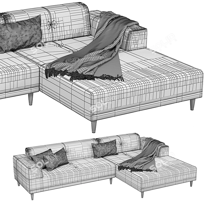 Modern Corner Sofa freistil 189 3D model image 2