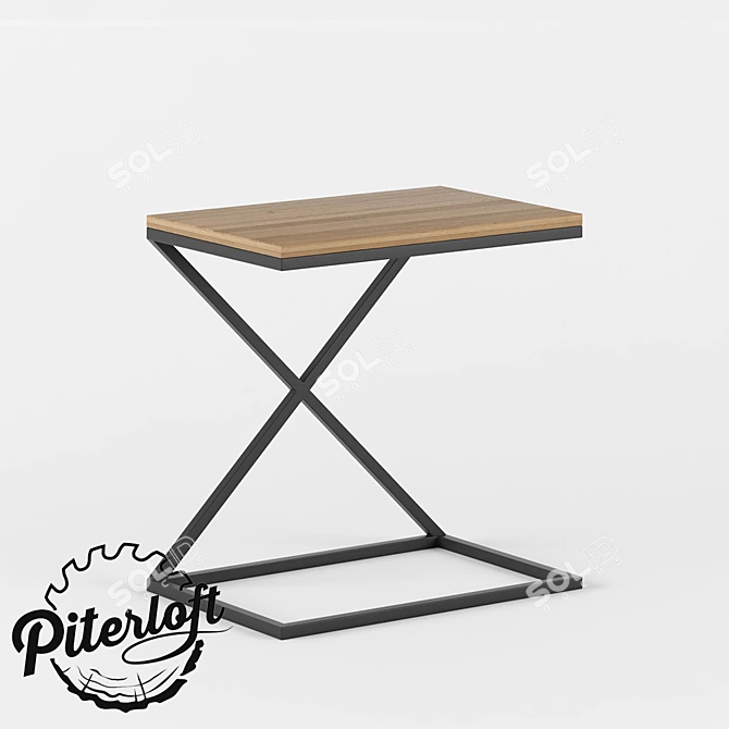 Rustic Metal and Wood Table 3D model image 1