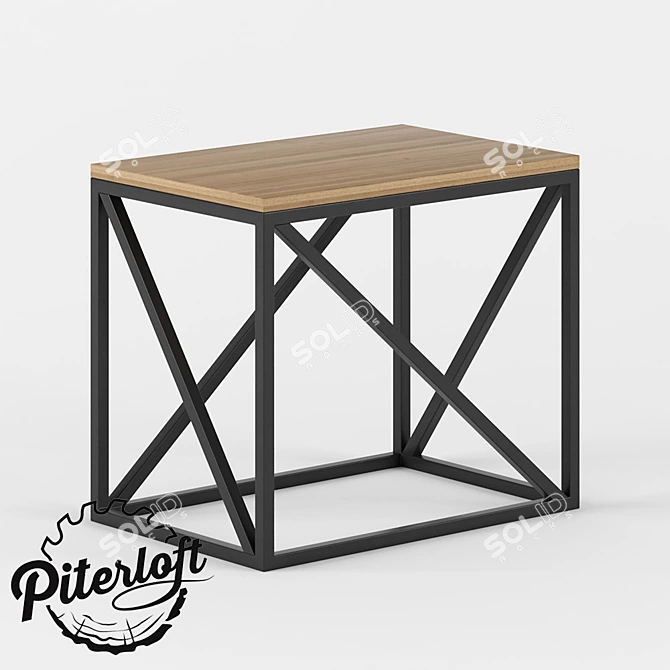 Rustic Wood Crossbeam Coffee Table 3D model image 1