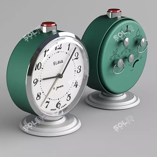 Retro SLAVA Alarm Clock 3D model image 1