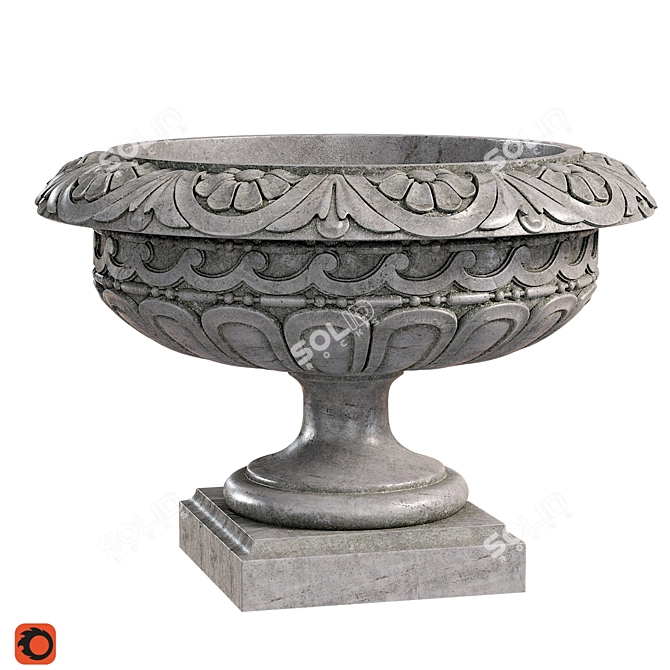 Elegant Longwood Rosette Urn 3D model image 2