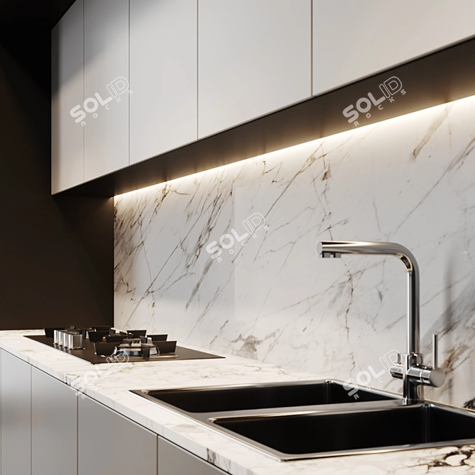 Modern Kitchen Set: Appliances, Sink, Mixer (Fulgor Milano) 3D model image 2