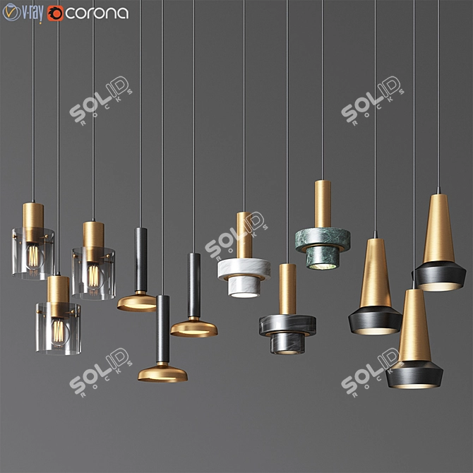 Modern Ceiling Lighting Collection - 4 Unique Types 3D model image 1