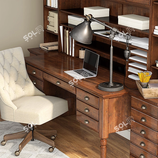 Tuscan Chestnut Printer's Office Suite 3D model image 2