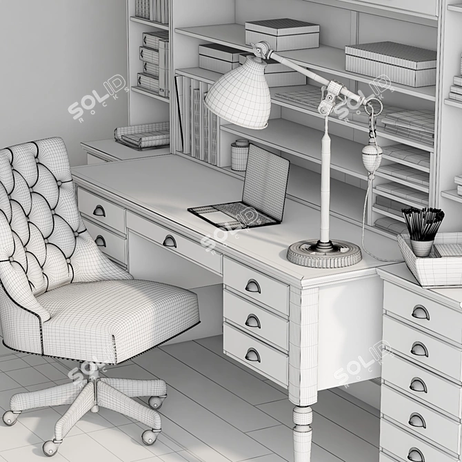 Tuscan Chestnut Printer's Office Suite 3D model image 3