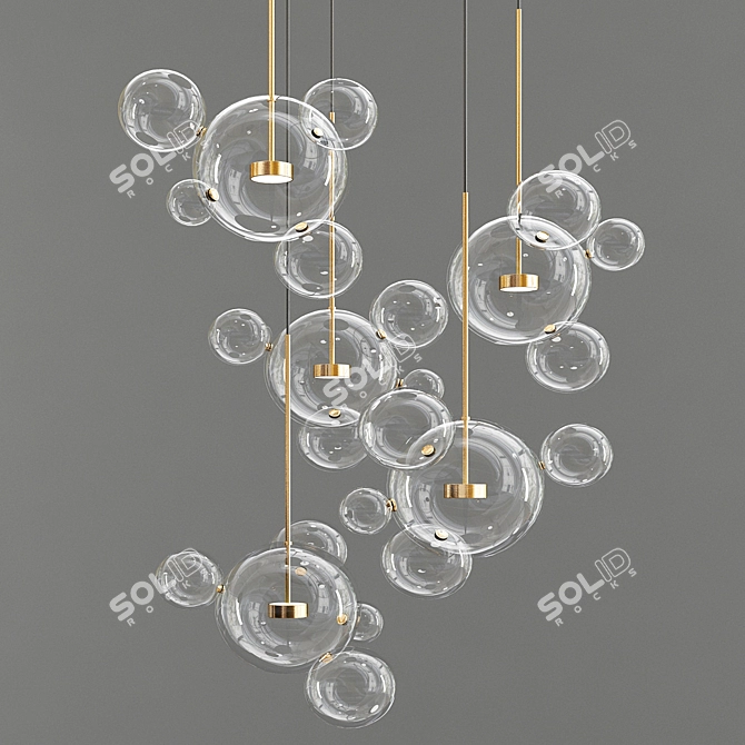 Elegant Bubble-Inspired Chandeliers 3D model image 2