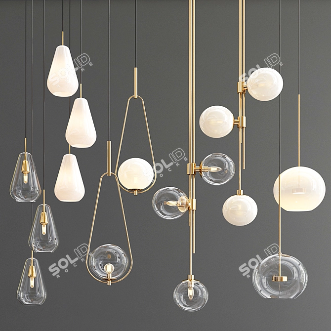 Elegant Hanging Lights Set 3D model image 1