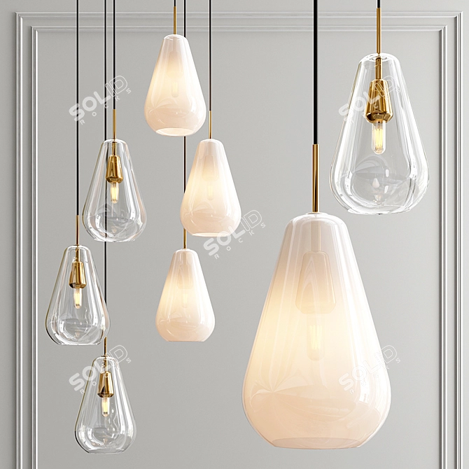 Elegant Hanging Lights Set 3D model image 2